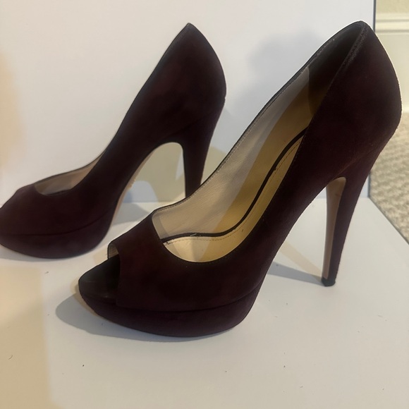 Suede Prada Peeptoe Pumps Sz 38 - Picture 4 of 14